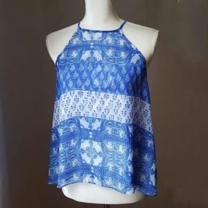 Show Me Your MuMu Sheer Blue and White Blouse